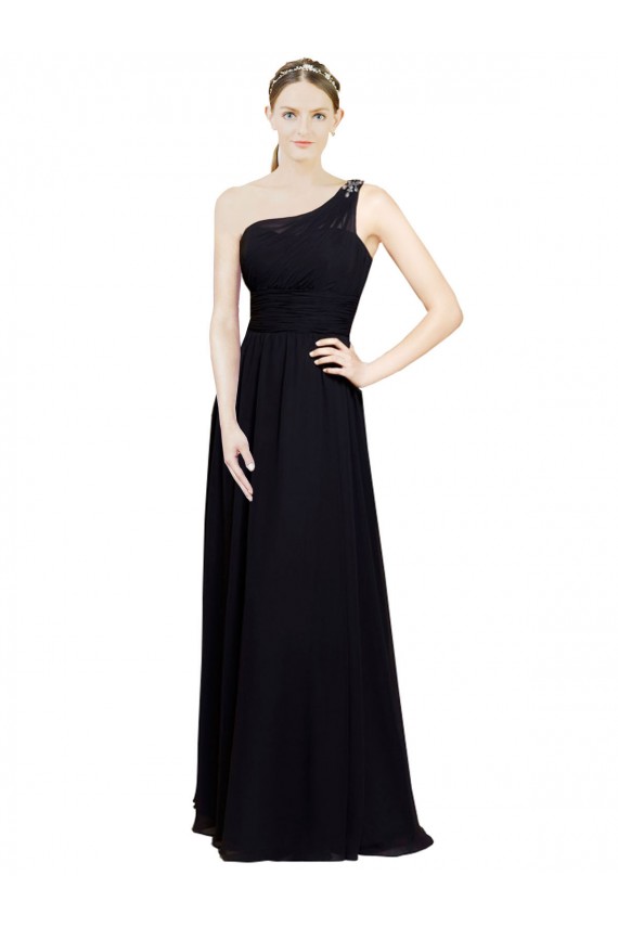 Outlet Sweetheart Chiffon Bridesmaid Dress with Beaded One Shoulder Strap UK