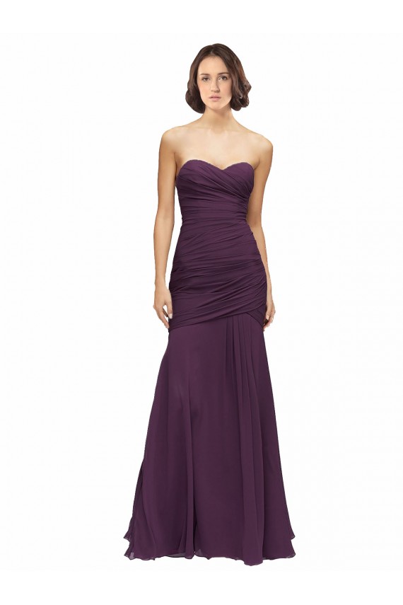 Outlet Full Length Chiffon Bridesmaid Dress with Sweetheart Neckline and Ruffles UK