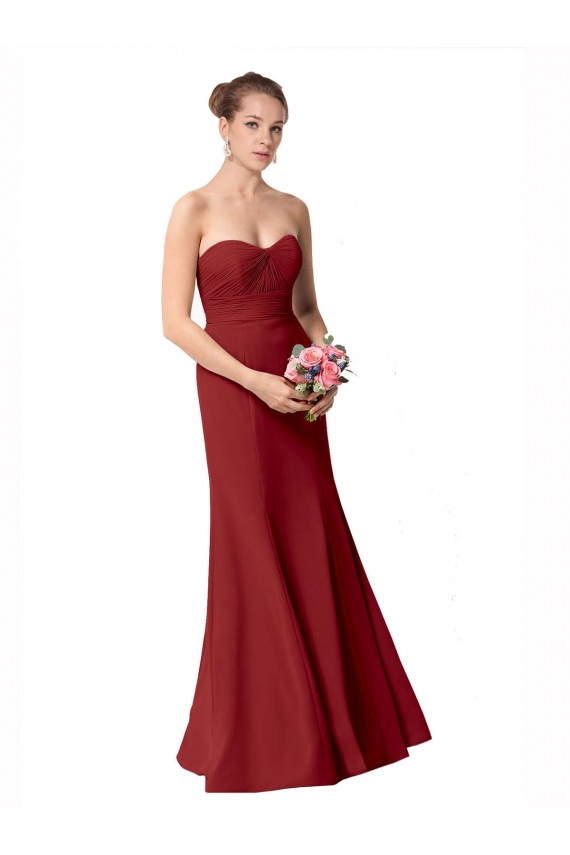 Outlet Full Length Sweetheart Chiffon Bridesmaid Dress with Ruched Bodice UK