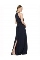 Outlet High Halter Neckline Chiffon Bridesmaid Dress with Slim Keyhole Back UK