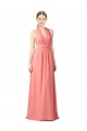 Outlet Shirred Bodice Full Length Long Chiffon Bridesmaid Dress UK