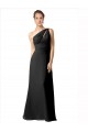 Outlet One Shoulder Full Length Chiffon Bridesmaid Dress with Shirred Bodice UK