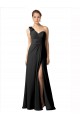 Outlet Sheer One Shoulder Chiffon A-Line Bridesmaid Dress with Slit UK