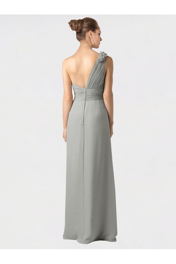 Outlet Sheer One Shoulder Chiffon A-Line Bridesmaid Dress with Slit UK