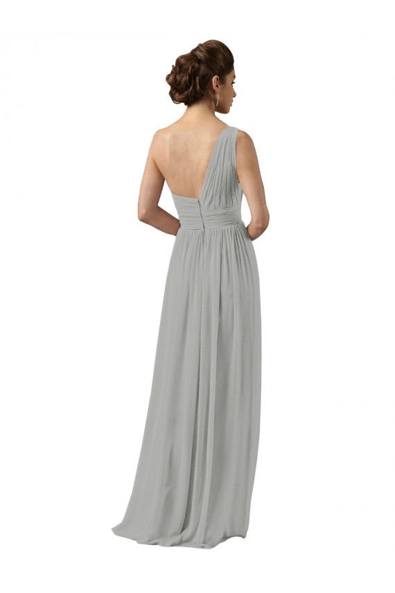 Outlet Ruffled One Shoulder Floor Length Long Chiffon Bridesmaid Dress UK