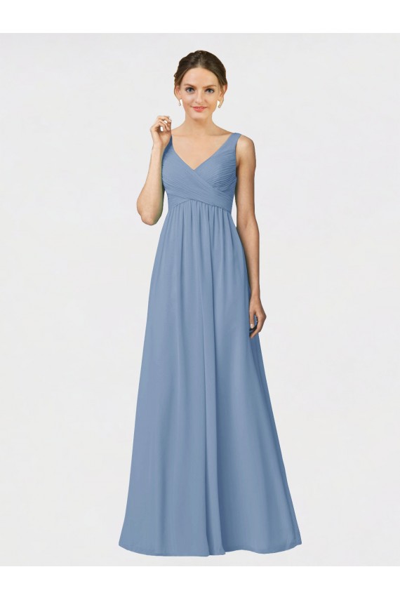 Outlet Long Chiffon Bridesmaid Dress with Sweetheart Neckline and Wide Straps UK
