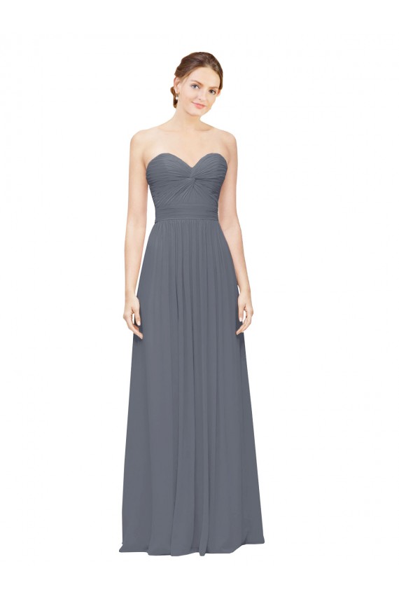 Outlet Twisted Waist Pleats Sweetheart Long Chiffon Bridesmaid Dress UK