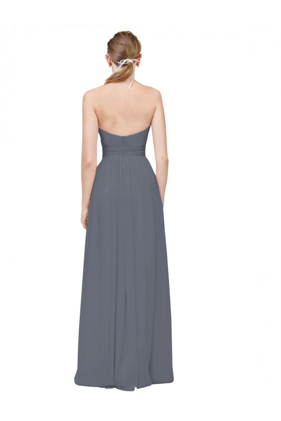 Outlet Twisted Waist Pleats Sweetheart Long Chiffon Bridesmaid Dress UK