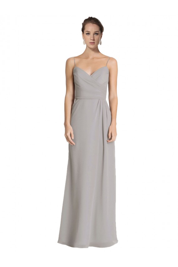 Outlet Long Chiffon A-Line Bridesmaid Dress with Criss-Cross Draped Bodice UK