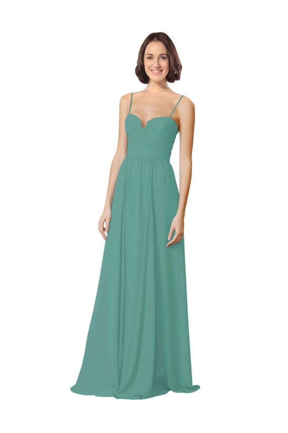 Outlet Spaghetti Straps Sweetheart A-Line Chiffon Bridesmaid Dress UK