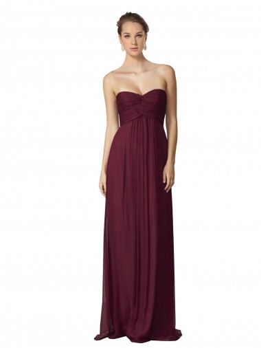 Outlet Floor Length Chiffon Bridesmaid Dress with Sweetheart Neckline UK