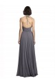 Outlet Spaghetti Strap Long Chiffon Bridesmaids Dress with Halter Cowl Neck UK