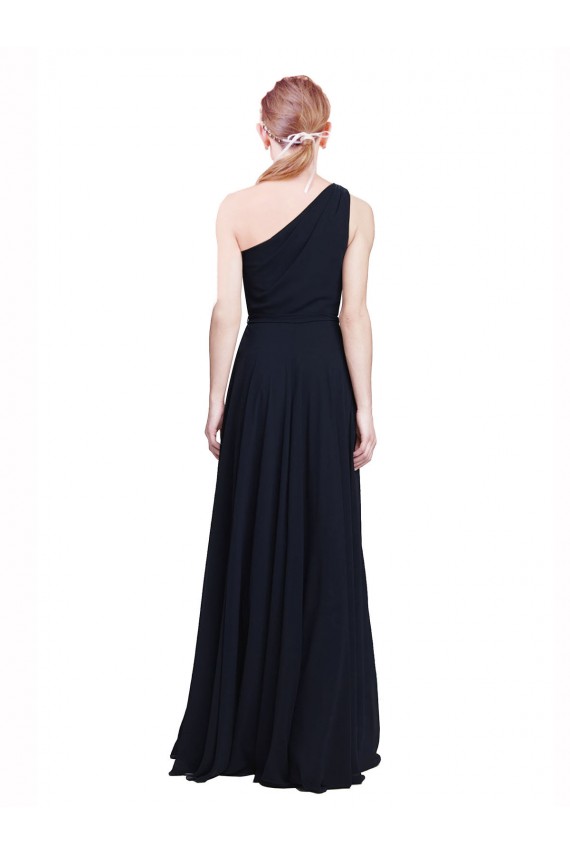 Outlet Long Chiffon Bridesmaid Dress with One Shoulder Neckline And Belt UK