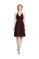 Outlet Short Knee Length Chiffon Bridesmaids Dress with Halter Cowl Neck UK