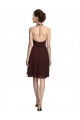 Outlet Short Knee Length Chiffon Bridesmaids Dress with Halter Cowl Neck UK