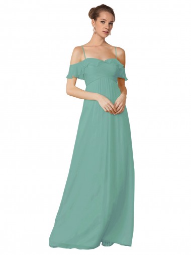 Outlet Hand-Ruched Chiffon Bridesmaid Dress with Flutter Sleeves UK