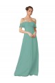Outlet Hand-Ruched Chiffon Bridesmaid Dress with Flutter Sleeves UK