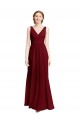 Outlet Long Chiffon V-Neck Bridesmaids Dress with Double Strap UK