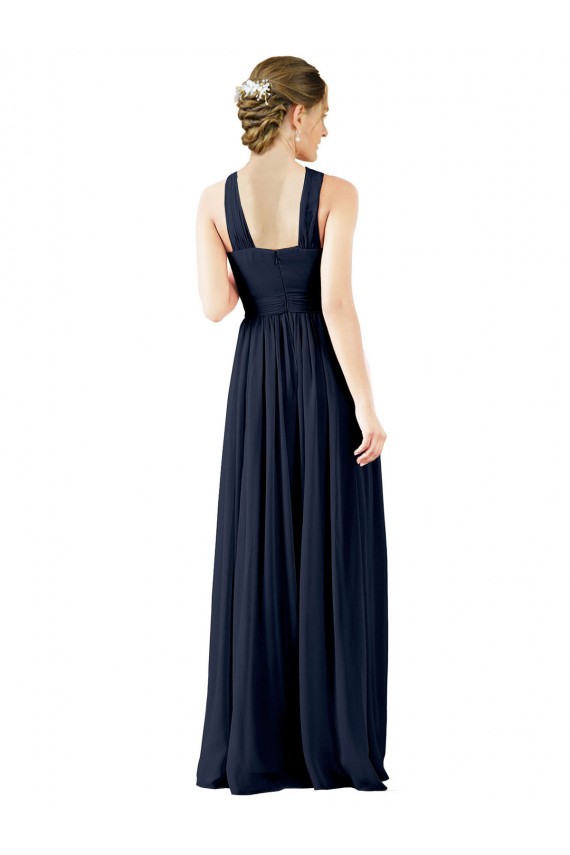 Outlet High V-Neck Floor Length Chiffon Bridesmaid Dress UK