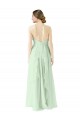 Outlet Front halter Neckline and Deep Back Long Chiffon Bridesmaid Dress UK