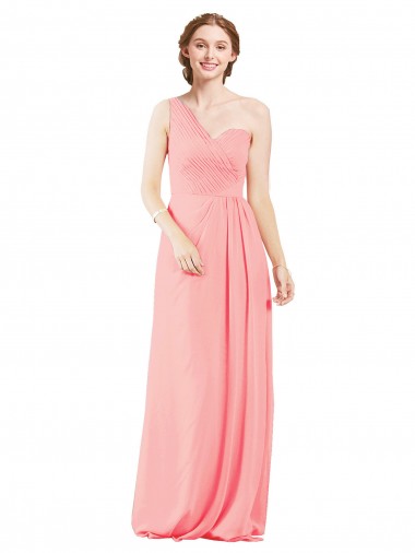 Outlet One Shoulder Sweetheart Neckline Long Chiffon Bridesmaid Dress UK