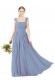 Outlet Square Neckline Sexy Open Back Long Chiffon Bridesmaid Dress UK