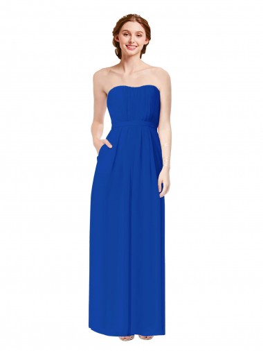 Outlet Strapless Sweetheart Keyhole Back Long Chiffon Bridesmaid Dress UK