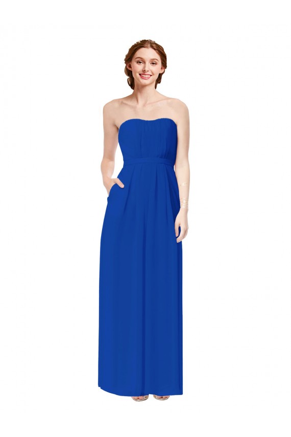 Outlet Strapless Sweetheart Keyhole Back Long Chiffon Bridesmaid Dress UK