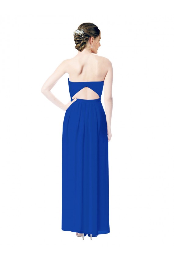 Outlet Strapless Sweetheart Keyhole Back Long Chiffon Bridesmaid Dress UK