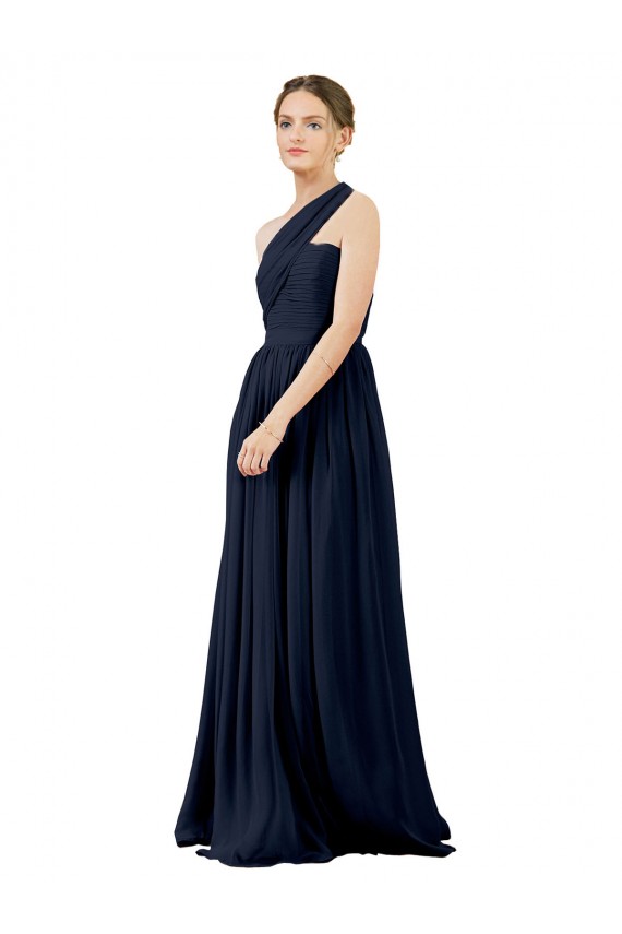 Outlet Draped One Shoulder Strapless Chiffon Bridesmaid Dress UK