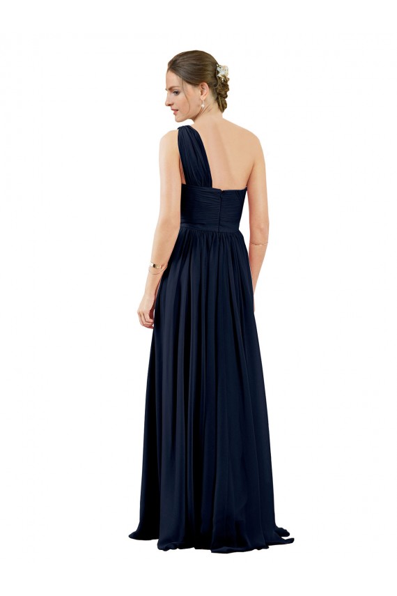 Outlet Draped One Shoulder Strapless Chiffon Bridesmaid Dress UK