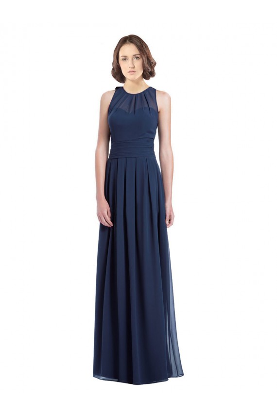 Outlet Chiffon High Neck Sleeveless Bridesmaid Dress with Pleats UK