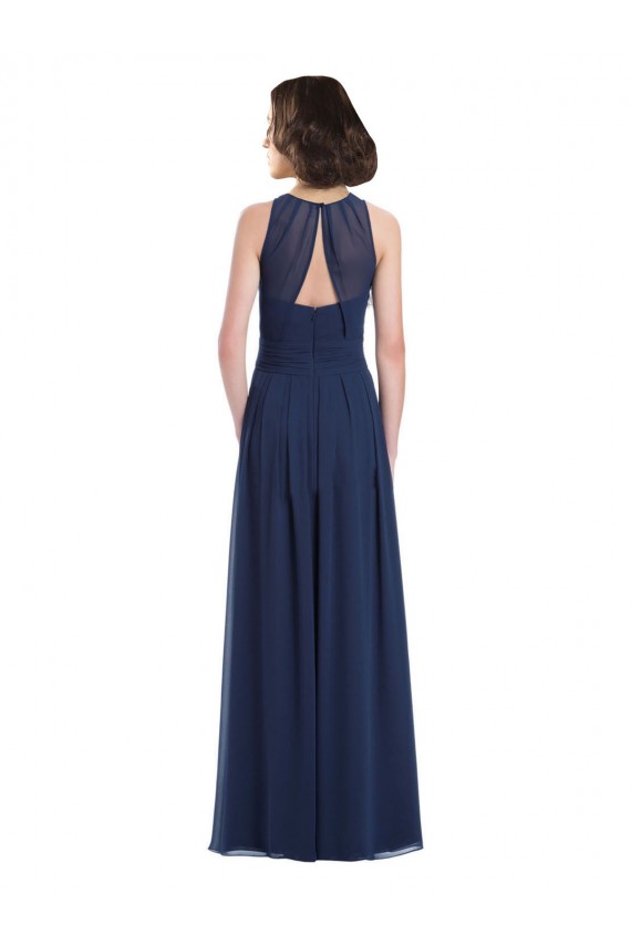 Outlet Chiffon High Neck Sleeveless Bridesmaid Dress with Pleats UK
