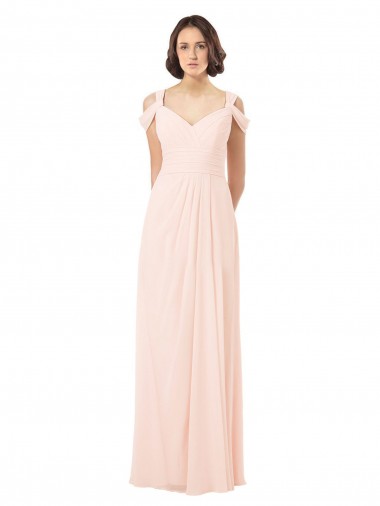 Outlet Chiffon Sweetheart Bridesmaid Dress with An Illusion Overlay UK