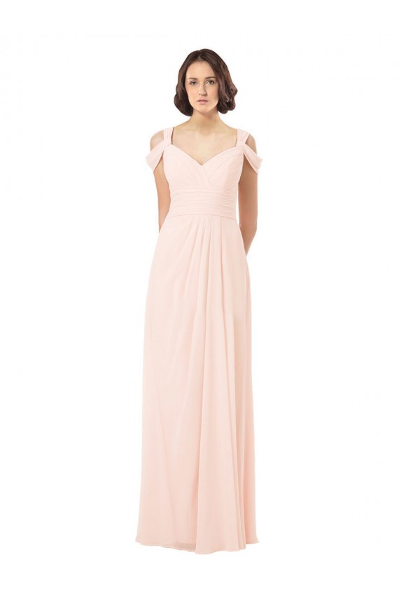 Outlet Chiffon Sweetheart Bridesmaid Dress with An Illusion Overlay UK