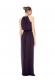 Outlet High Neck Long Chiffon Halter Bridesmaid Dress with Drape Chiffon Overlay UK