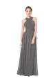 Outlet Long Chiffon Halter Bridesmaid Dress Keyhole Back UK