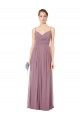 Outlet V-Neck Spaghetti Strap Open Back Long Chiffon Bridesmaid Dress UK