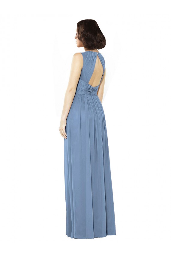 Outlet Open Keyhole Back Bateau Neck Chiffon Bridesmaid Dress UK