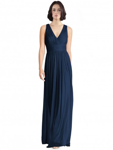 Outlet Cut Out Back Long Chiffon V-Neck Bridesmaid Dress UK