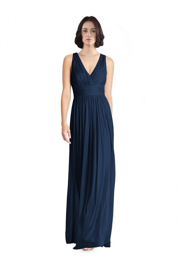 Outlet Cut Out Back Long Chiffon V-Neck Bridesmaid Dress UK