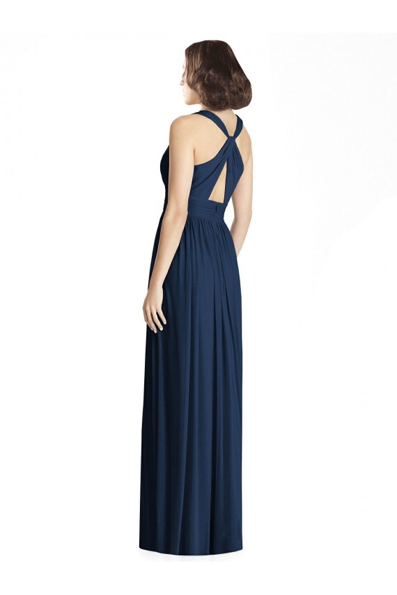 Outlet Cut Out Back Long Chiffon V-Neck Bridesmaid Dress UK