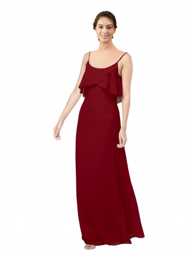 Outlet Scoop Neck Chiffon Bridesmaid Dress with Spaghetti Straps and Low Back UK