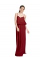 Outlet Long Chiffon Bridesmaid Dress with Slim Straps and Open Back UK