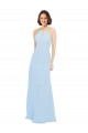 Outlet Floor Length Chiffon Bridesmaids Dress with Front Keyhole Neckline UK