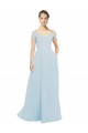 Outlet Chiffon Bridesmaids Dress with Off the Shoulder Draped Neckline UK