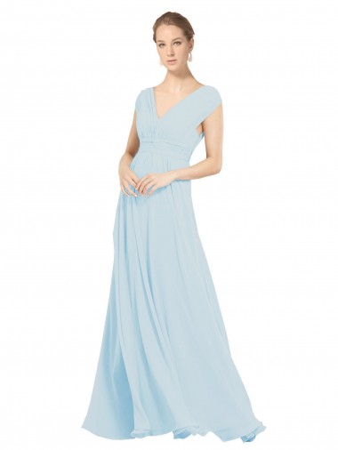 Outlet Chiffon Bridsmaids Dress with V-Neckline and Tie V Back UK