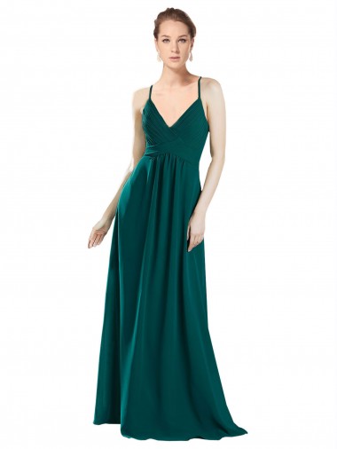 Outlet Sexy Chiffon Bridesmaid Dress with Deep V-Neckline UK