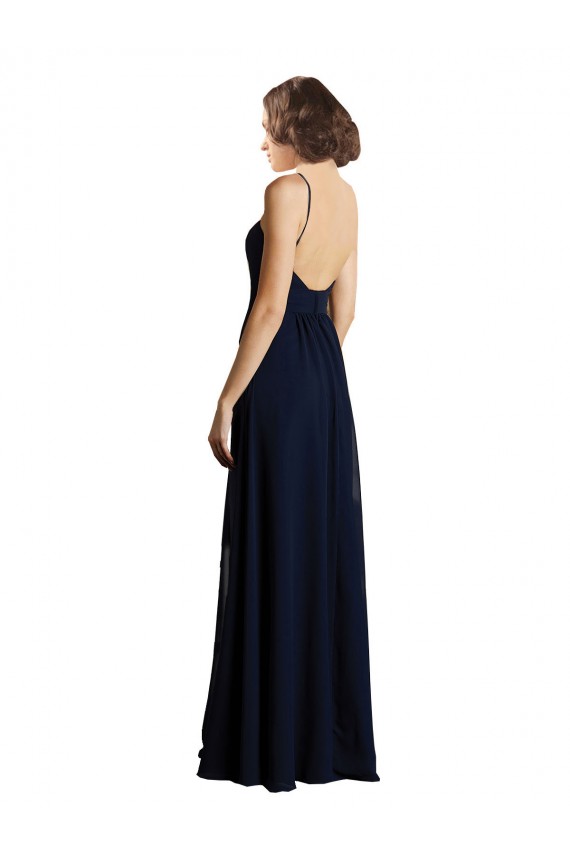 Outlet Simple Chiffon Bridesmaid Dress with Deep V-Neckline UK