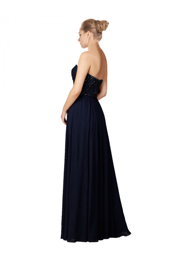 Outlet Long Chiffon Sweetheart Neckline Bridesmaid Dress with Beading UK